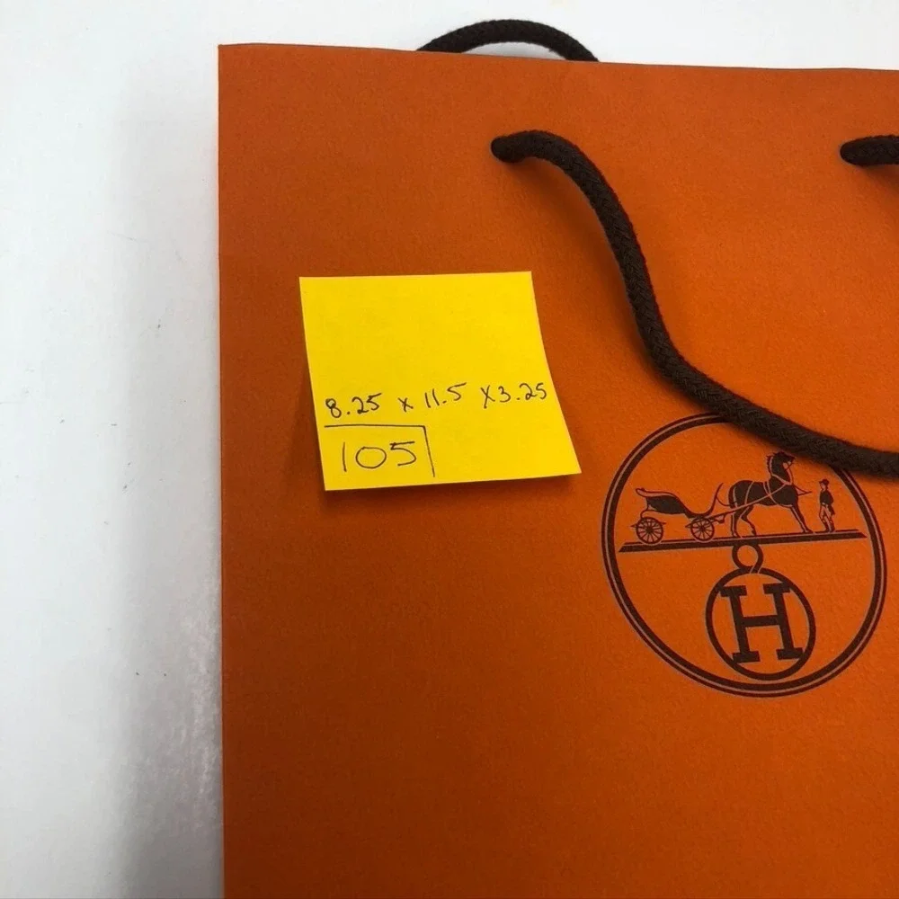 Hermes Authentic Orange Gift Paper‎ Shopping Bag Medium Rectangle 8.25x11.5x3.25